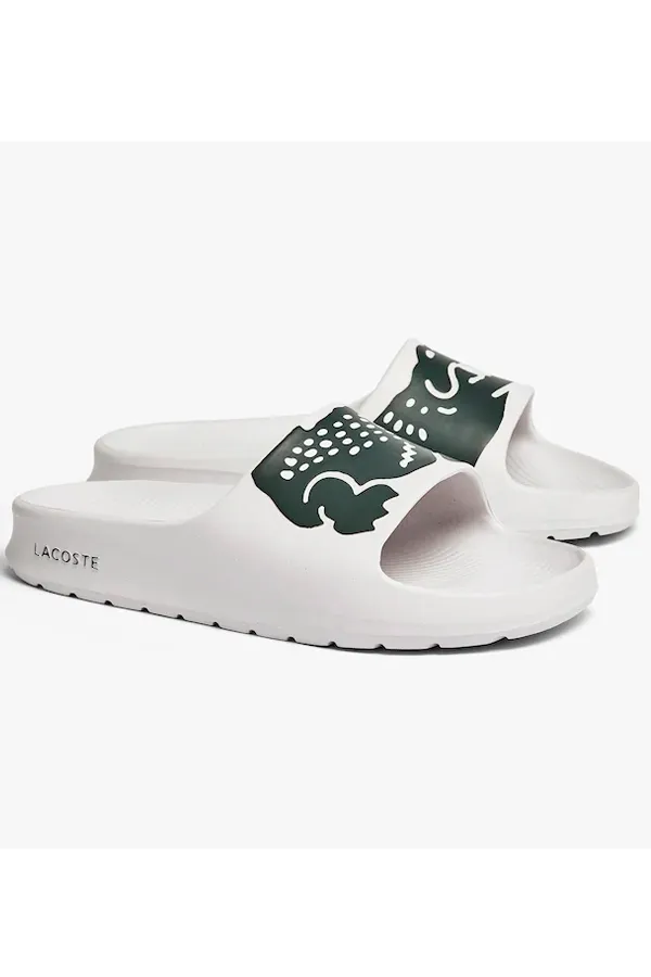 Lacoste White Croco Slides for Women