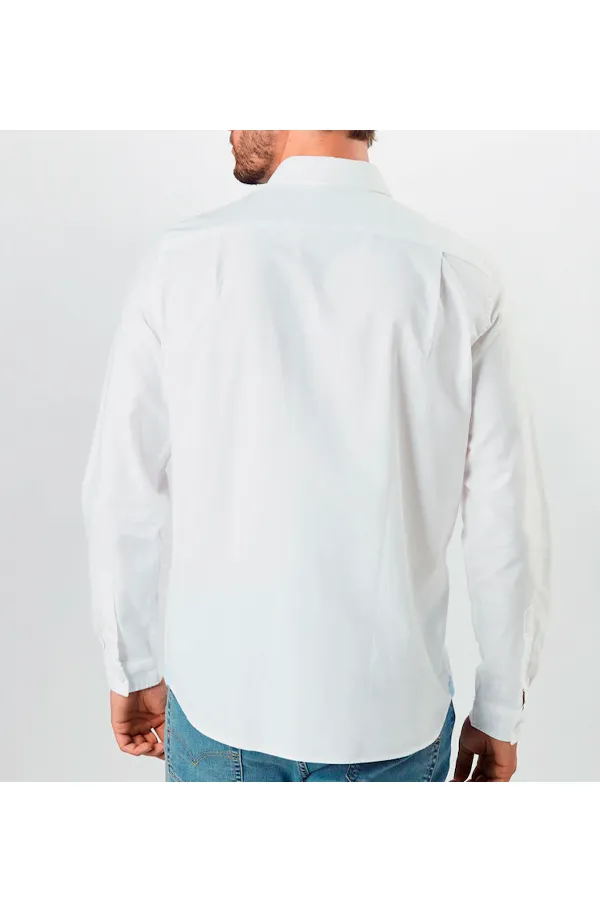 Lacoste white pocket shirt with logo.