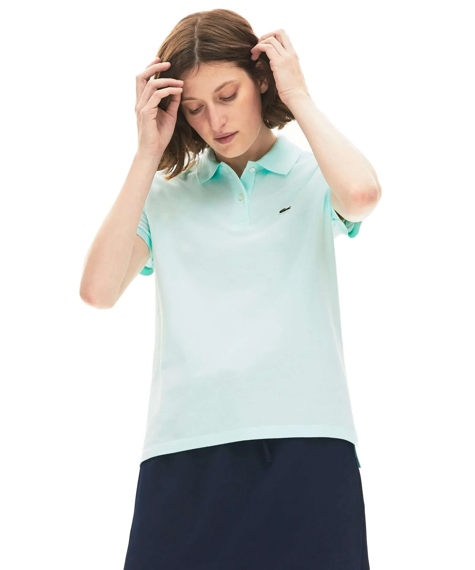 Lacoste Women’s Classic Fit Soft Cotton Petit Piqué Polo (Rill Light Blue)