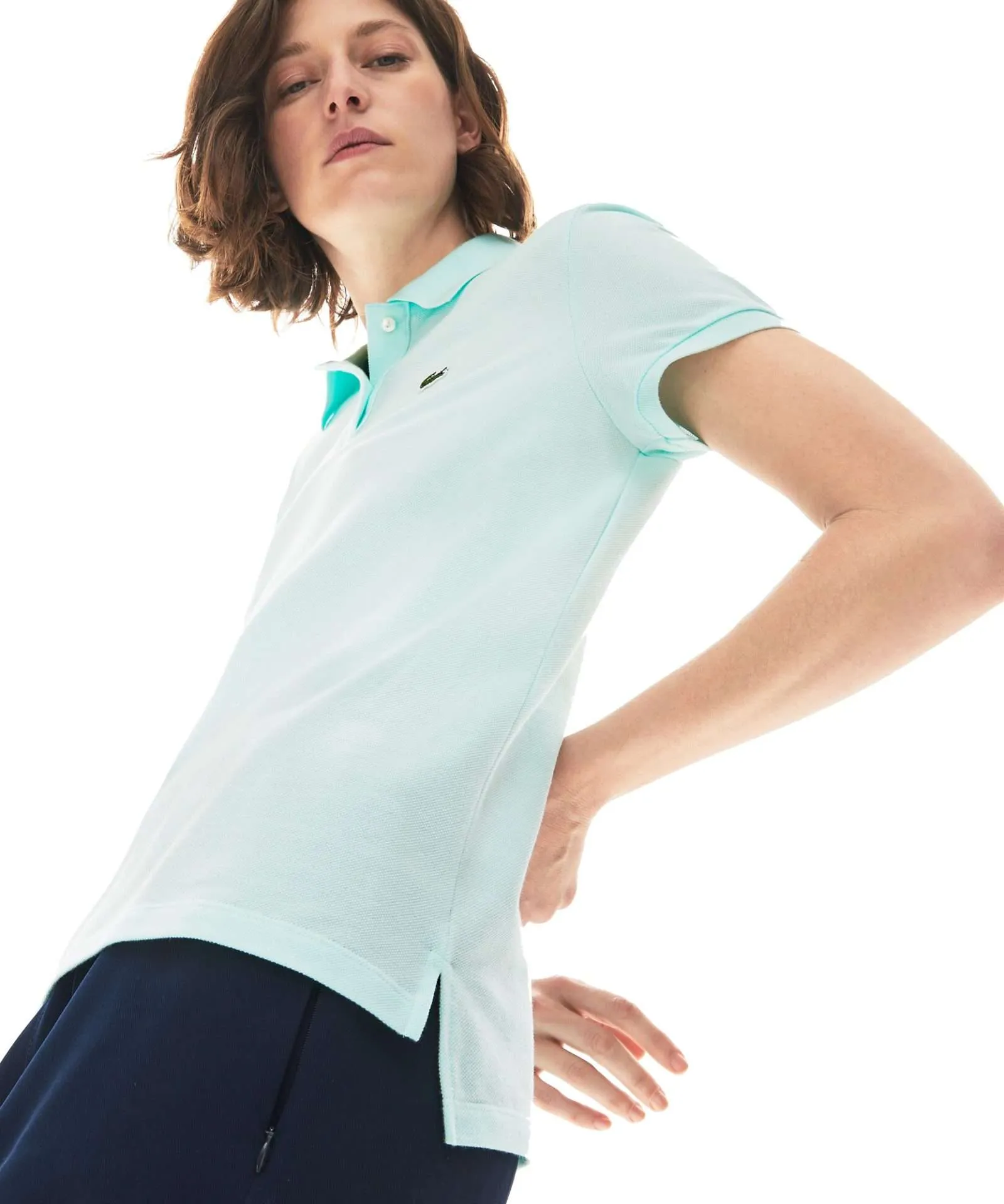 Lacoste Women’s Classic Fit Soft Cotton Petit Piqué Polo (Rill Light Blue)