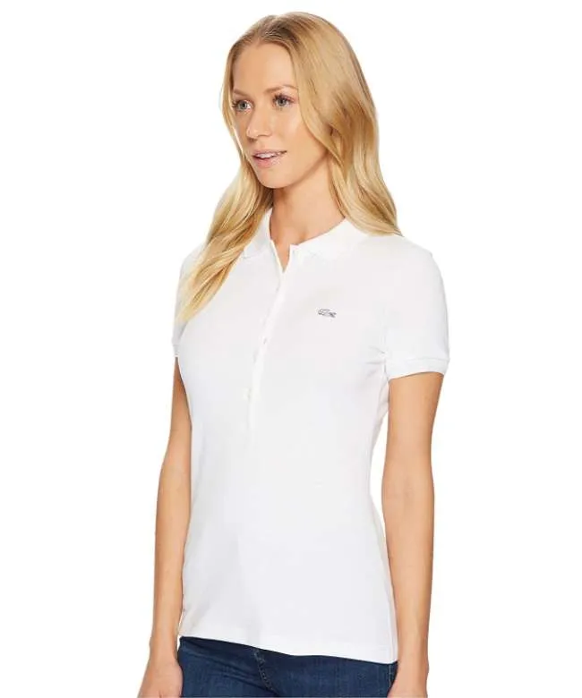 Lacoste Women’s Short Sleeve Slim Fit Stretch Pique Polo Shirt (White)