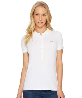 Lacoste Women’s Short Sleeve Slim Fit Stretch Pique Polo Shirt (White)