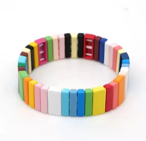 Large Rainbow Elastic Enamel Bracelet