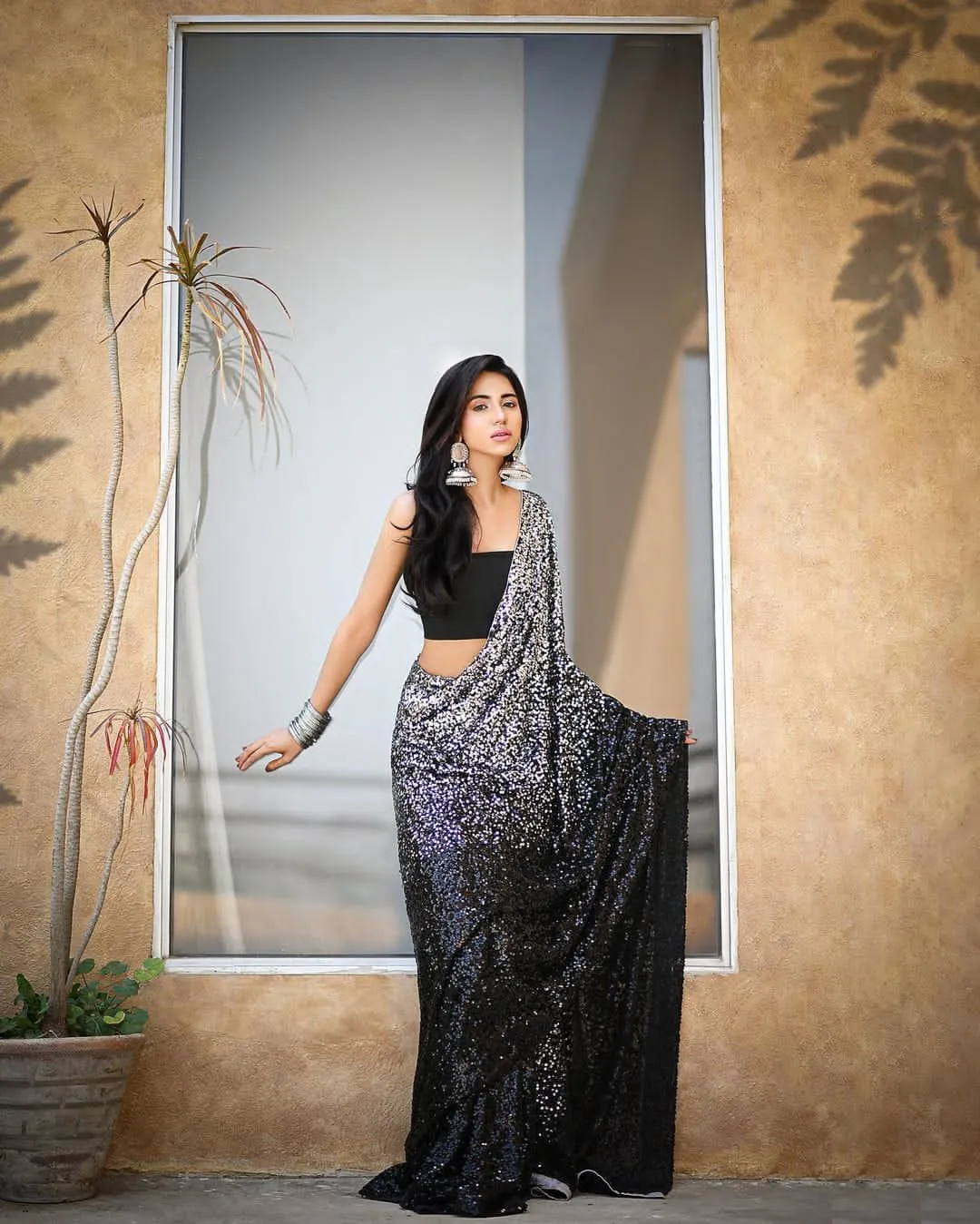 Launching Bollywood Black Sequins Saree - SSS001BSS