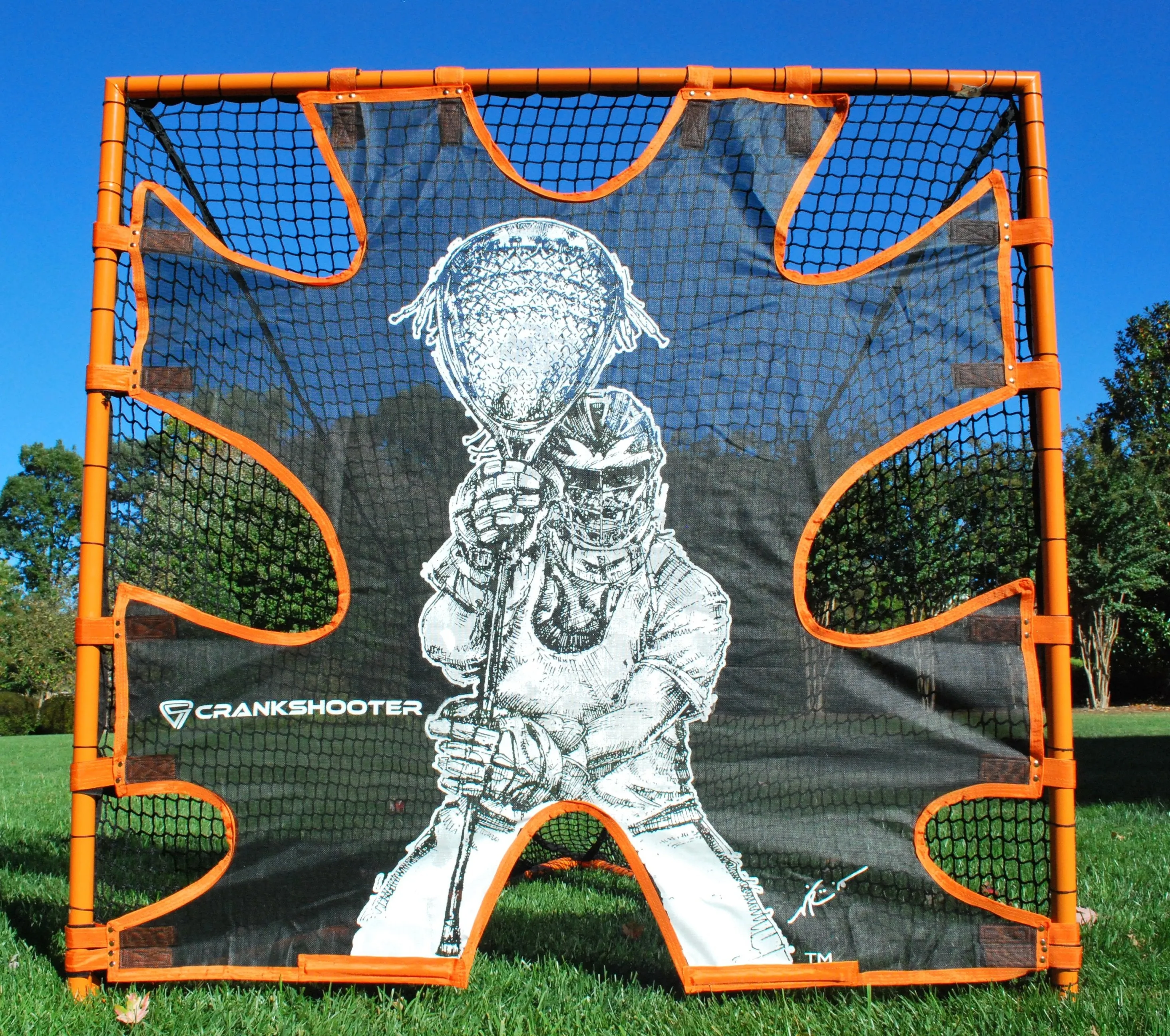 LAX PRO Bundle Kit - Tournament 6x6x7 Goal, 5mm Net, Shot Trainer, and 1 Dozen White Game Balls.