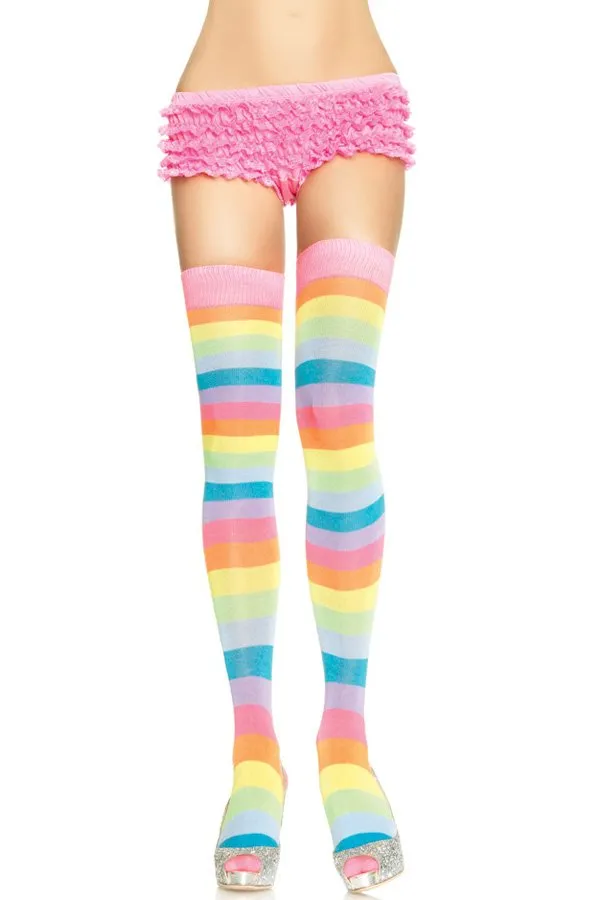 Leg Avenue Acrylic Neon Rainbow Thigh Highs