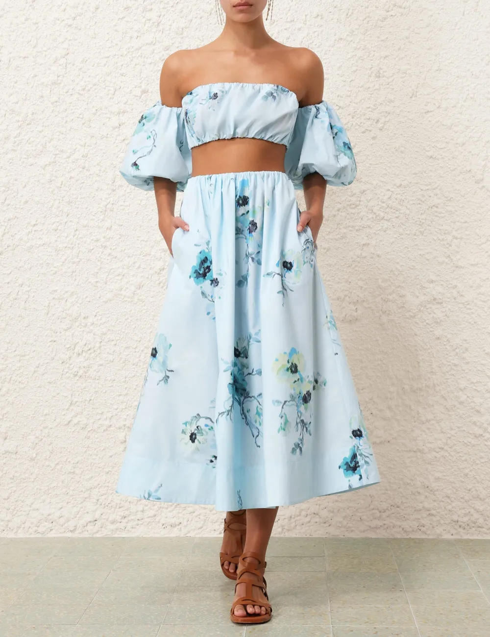 Lightburst Gathered Midi Skirt