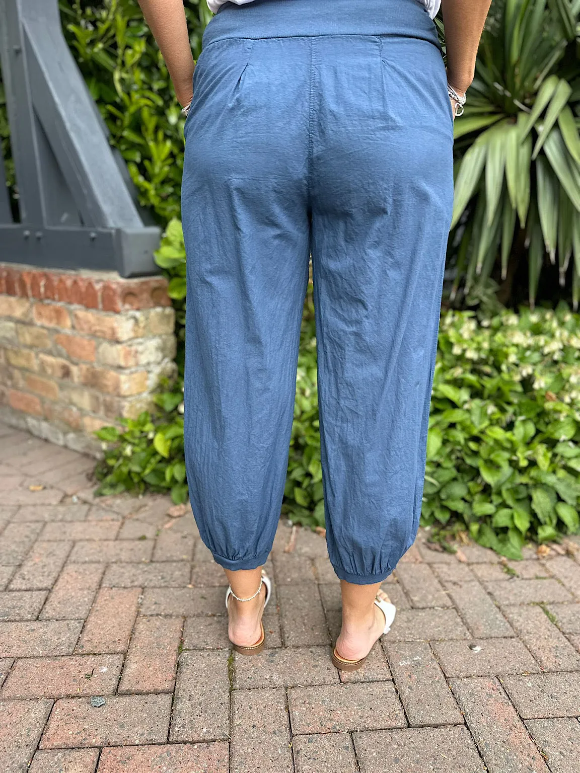 Lightweight Denim Trousers with Button Pocket