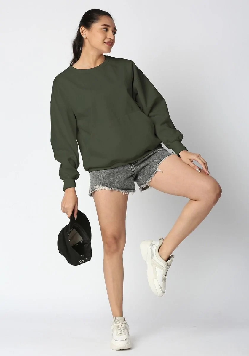 Lite Women Oversized Sweatshirt - Olive