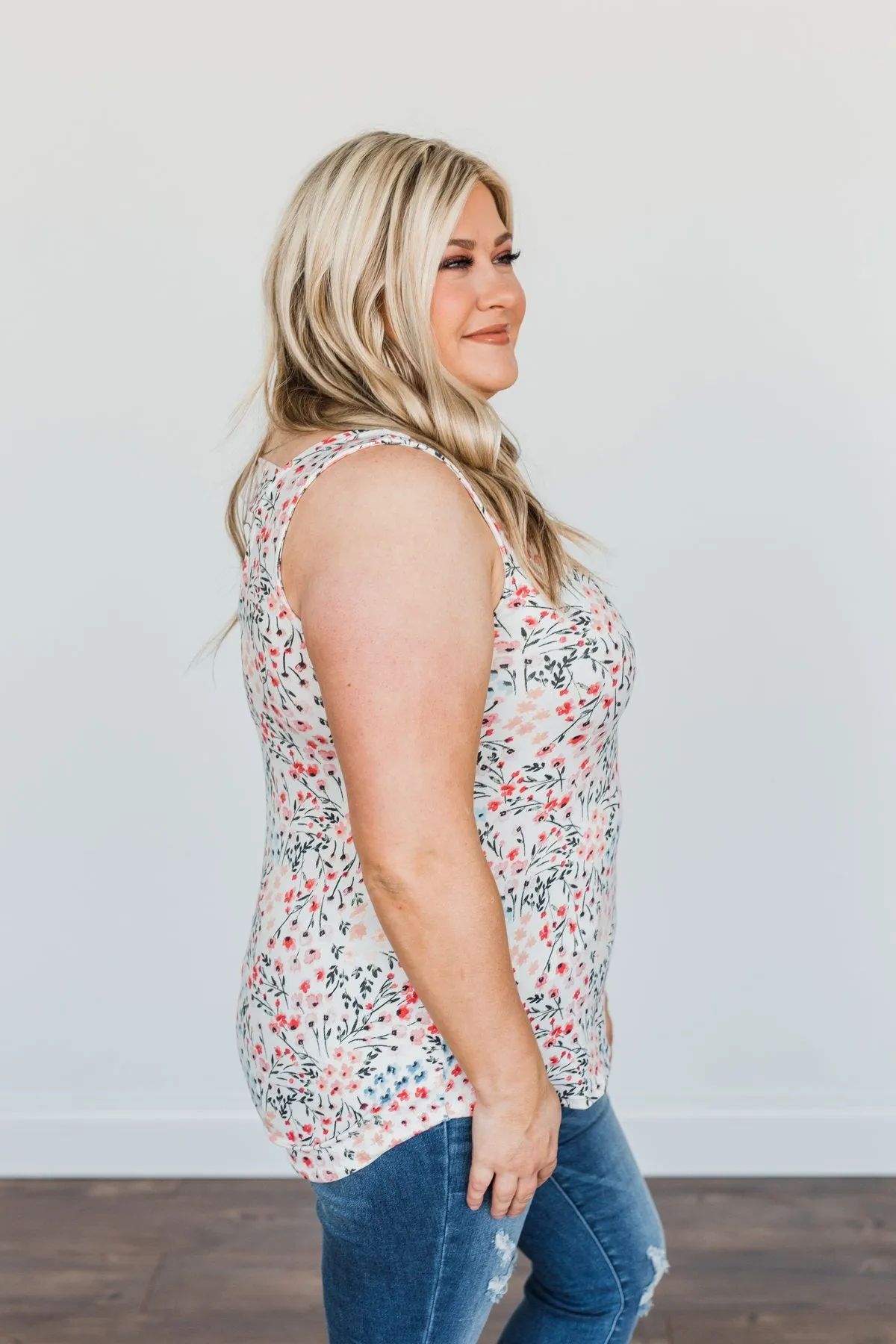 Love Floral Tank Top Ivory