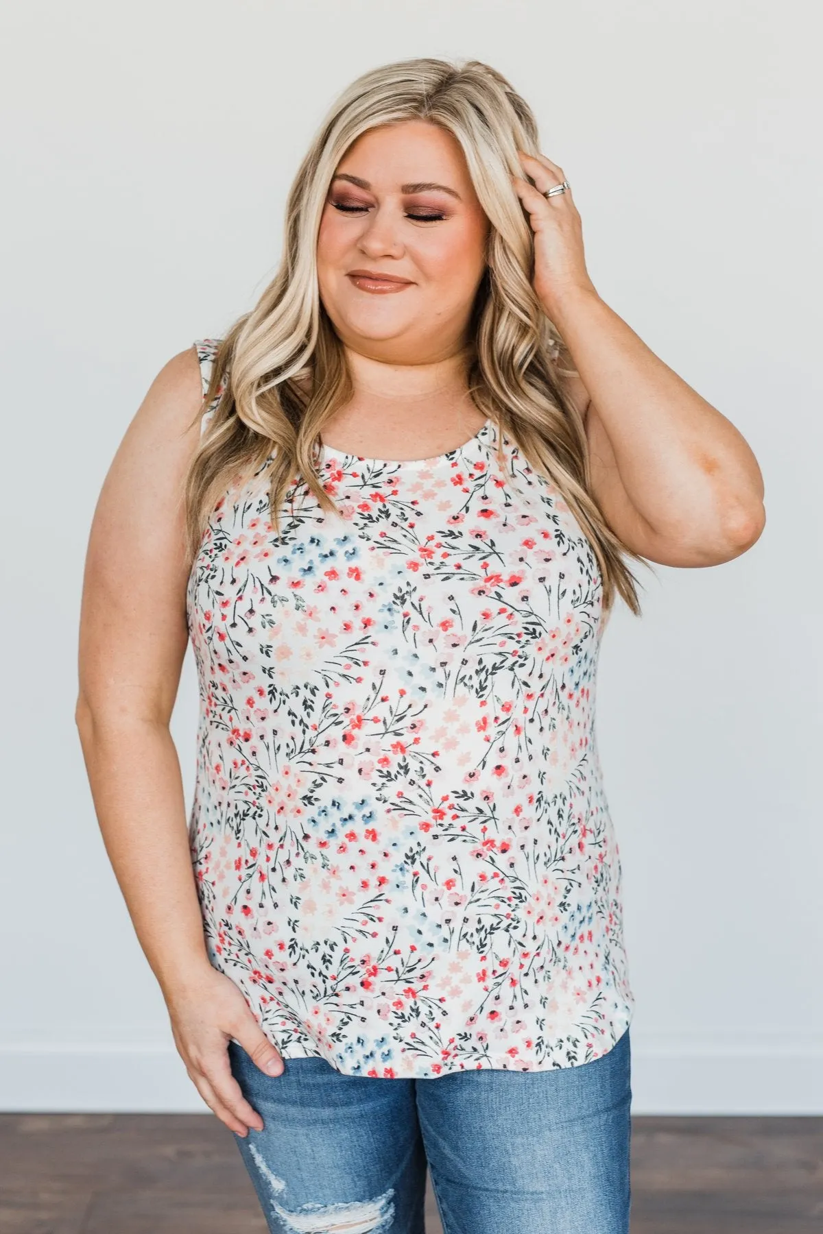 Love Floral Tank Top Ivory