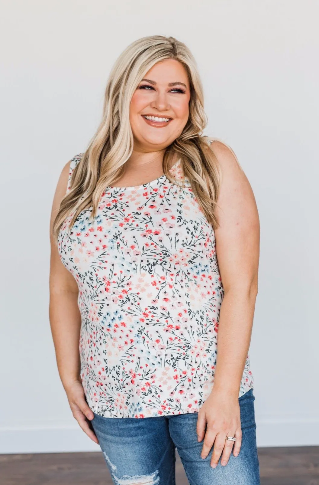 Love Floral Tank Top Ivory