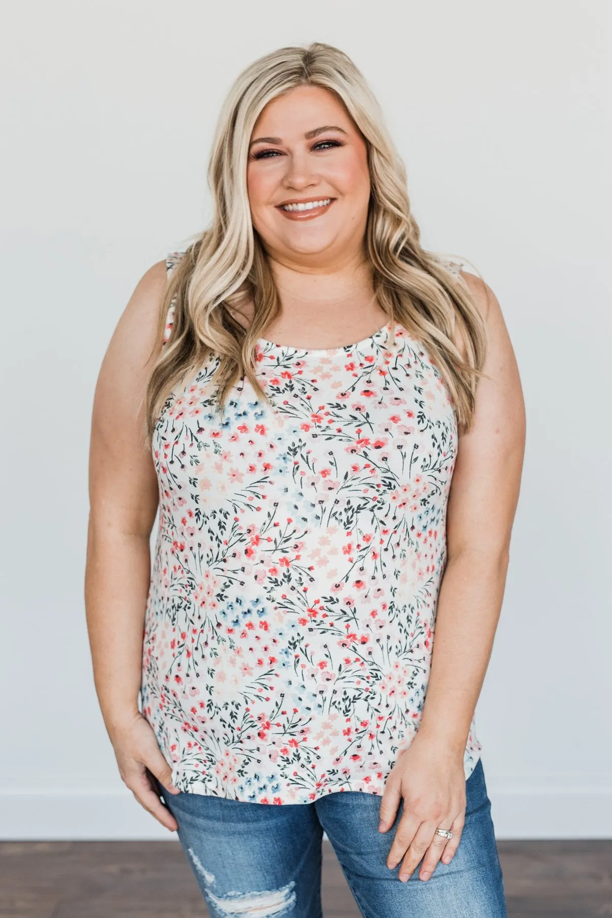 Love Floral Tank Top Ivory