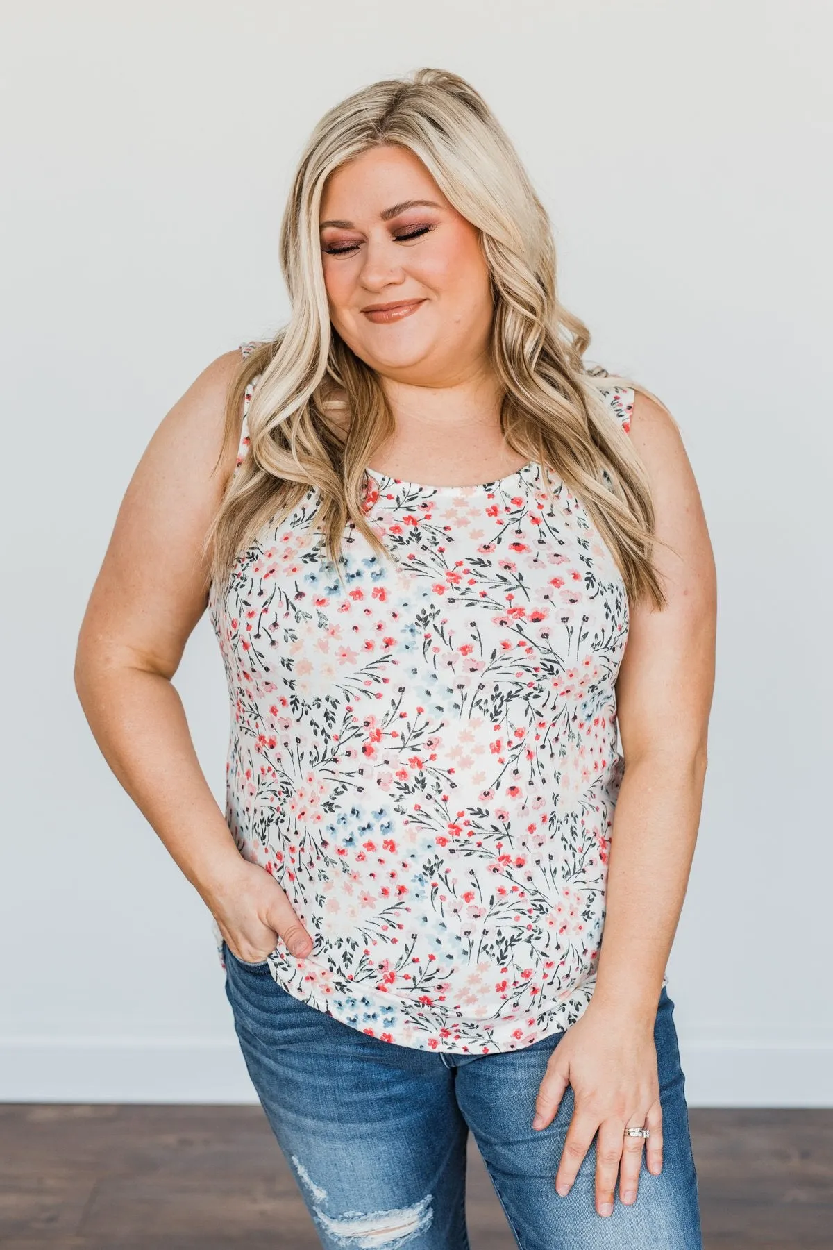 Love Floral Tank Top Ivory