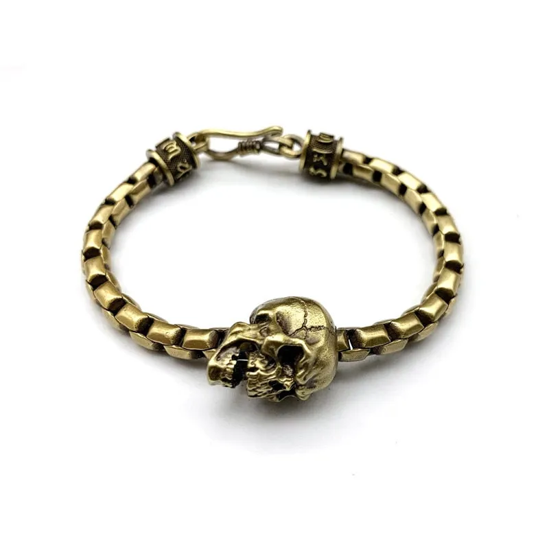 Lucky Mantra Brass Vintage Skull Bracelet