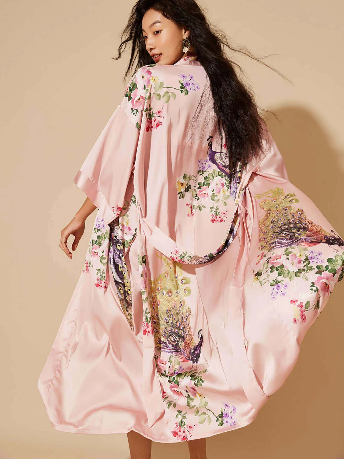 Luxury Silk Kimono Robe Set with Radiant Relaxation - 3 Pieces.