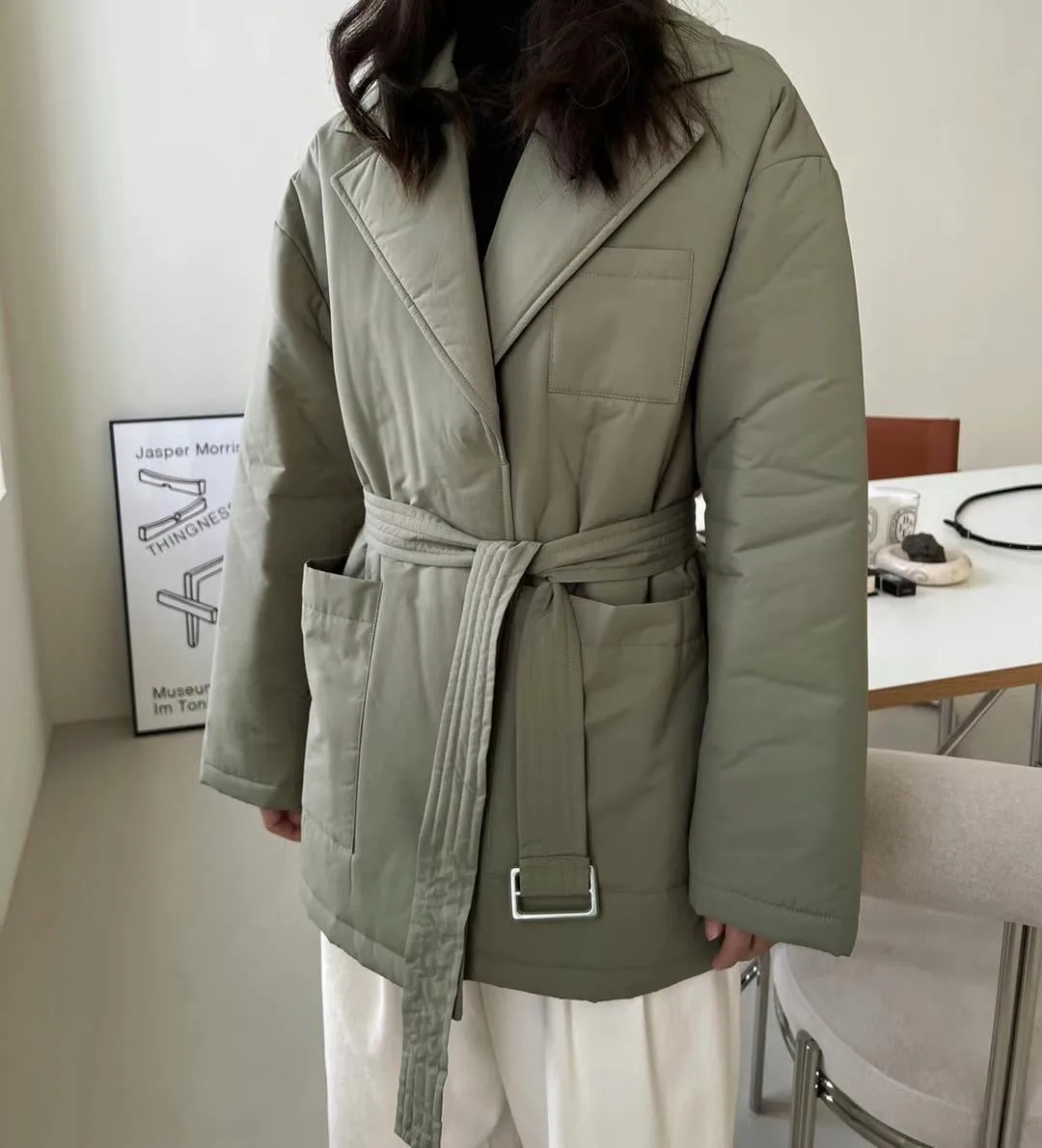 Lydia Khaki Belted Coat