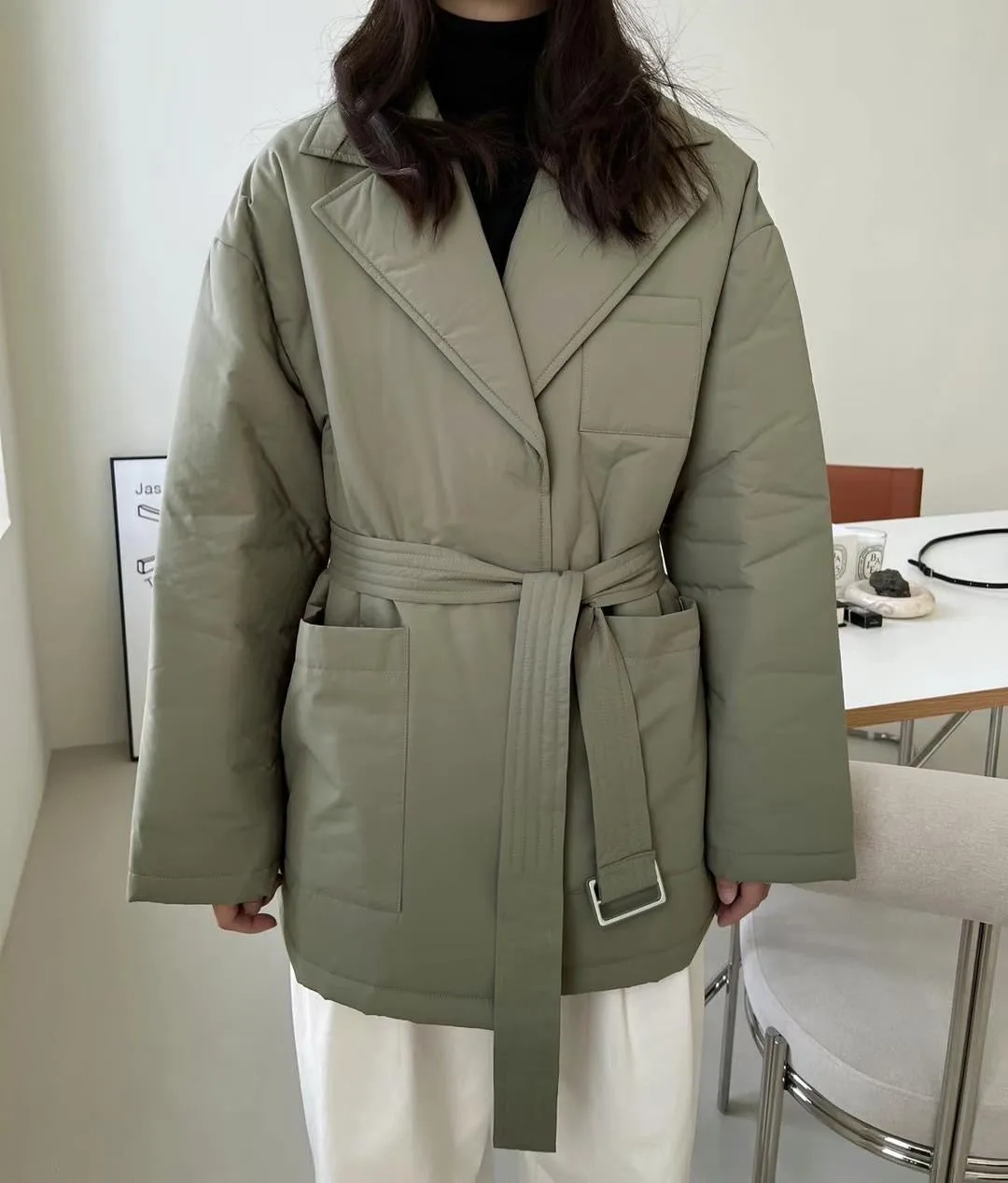 Lydia Khaki Belted Coat