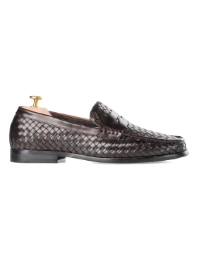 Marco Penny Loafer - Brown Coffee Woven Leather