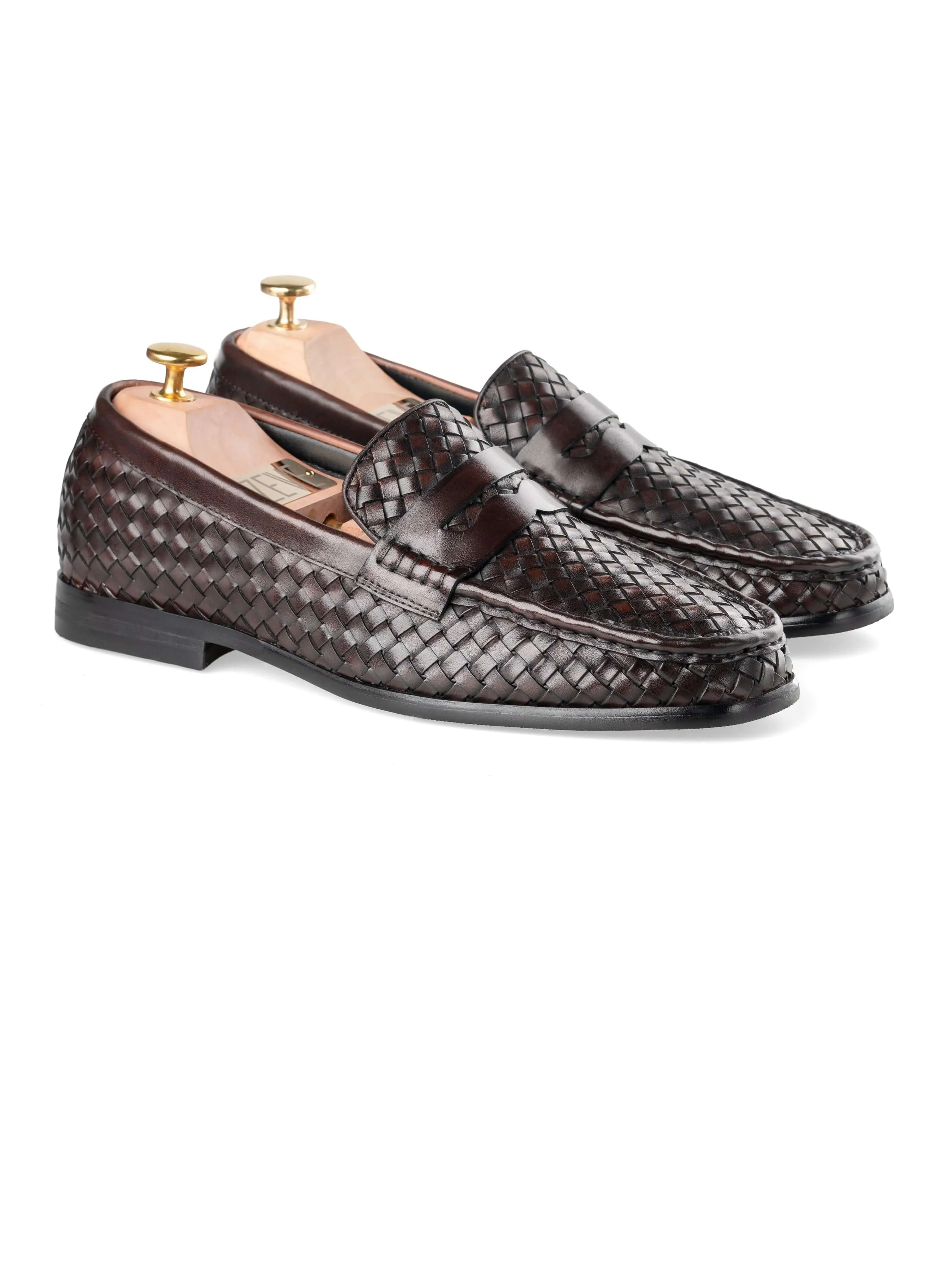 Marco Penny Loafer - Brown Coffee Woven Leather