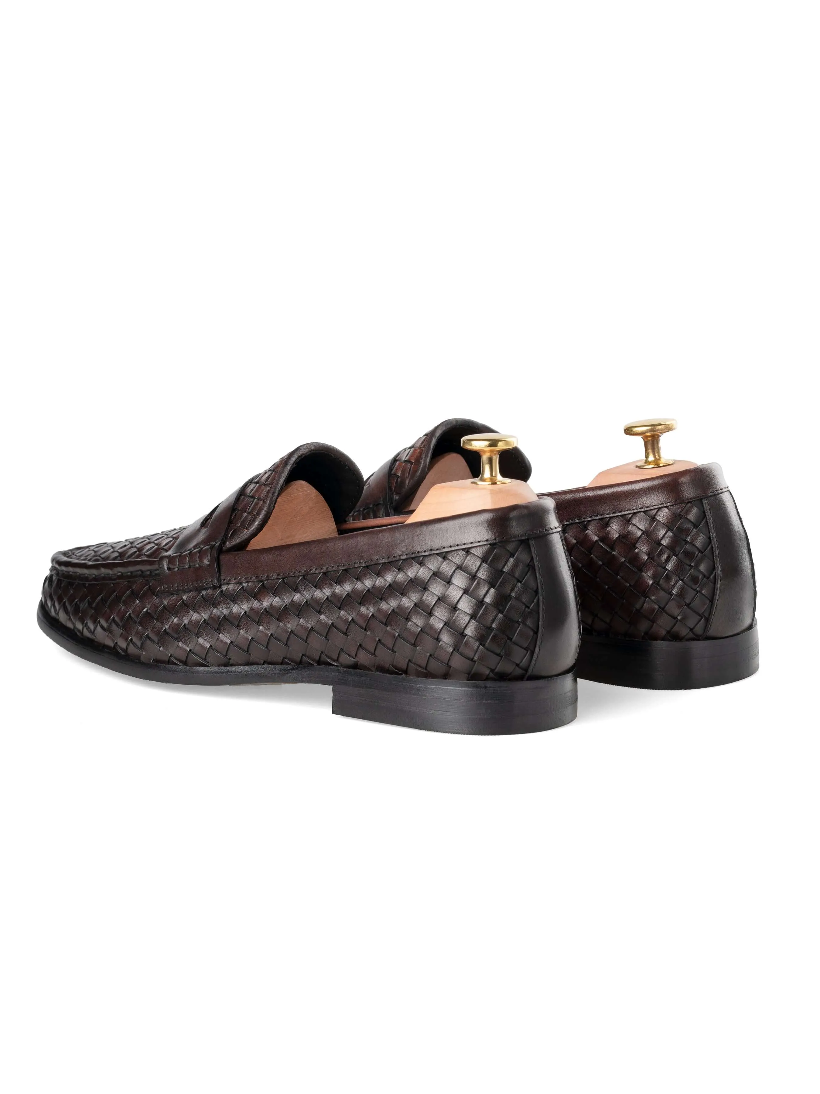 Marco Penny Loafer - Brown Coffee Woven Leather