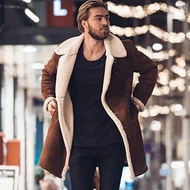 Men's Long Button Buck Style Coat