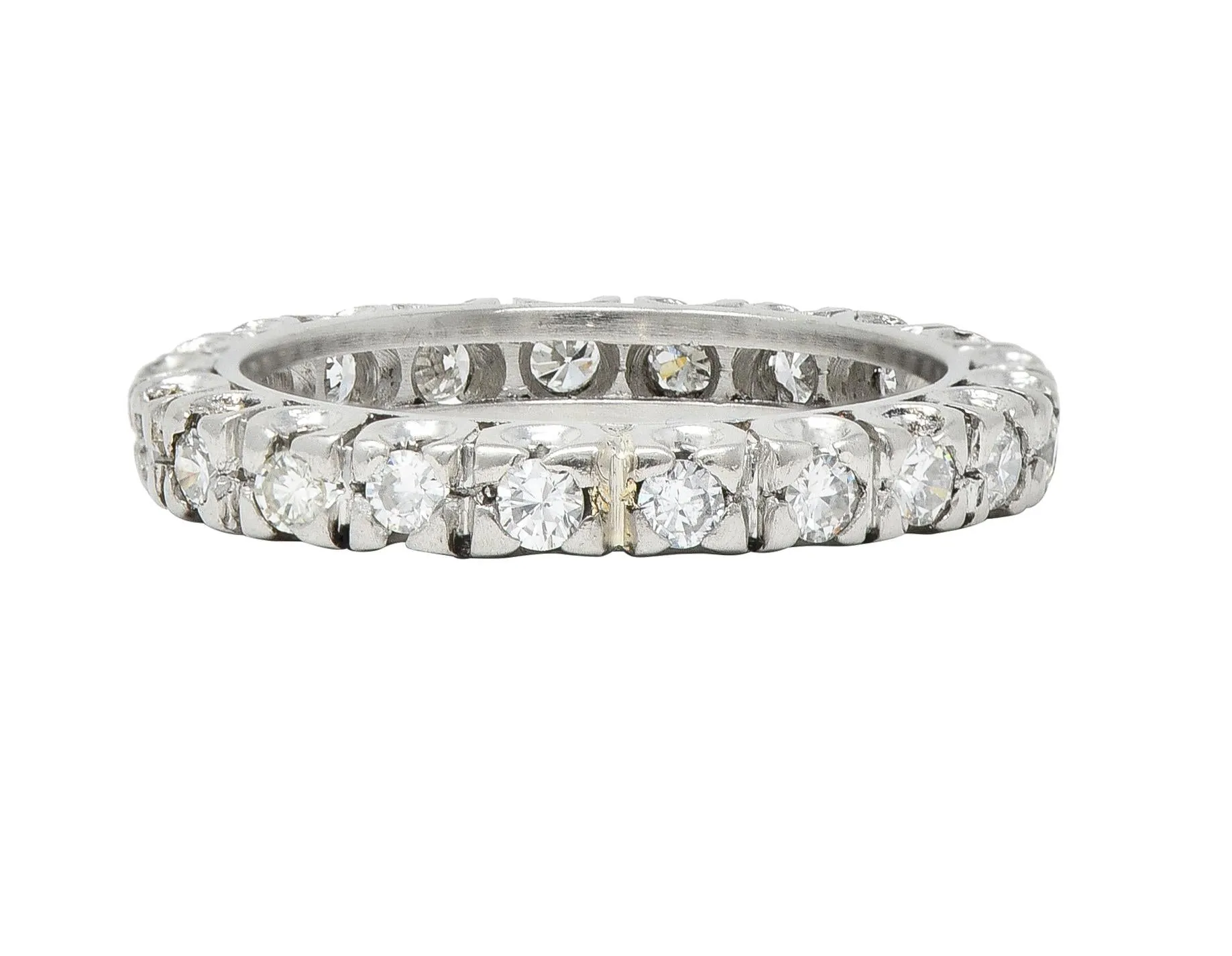 Mid-Century 0.66 CTW Diamond Platinum Vintage Fishtail Eternity Band Ring