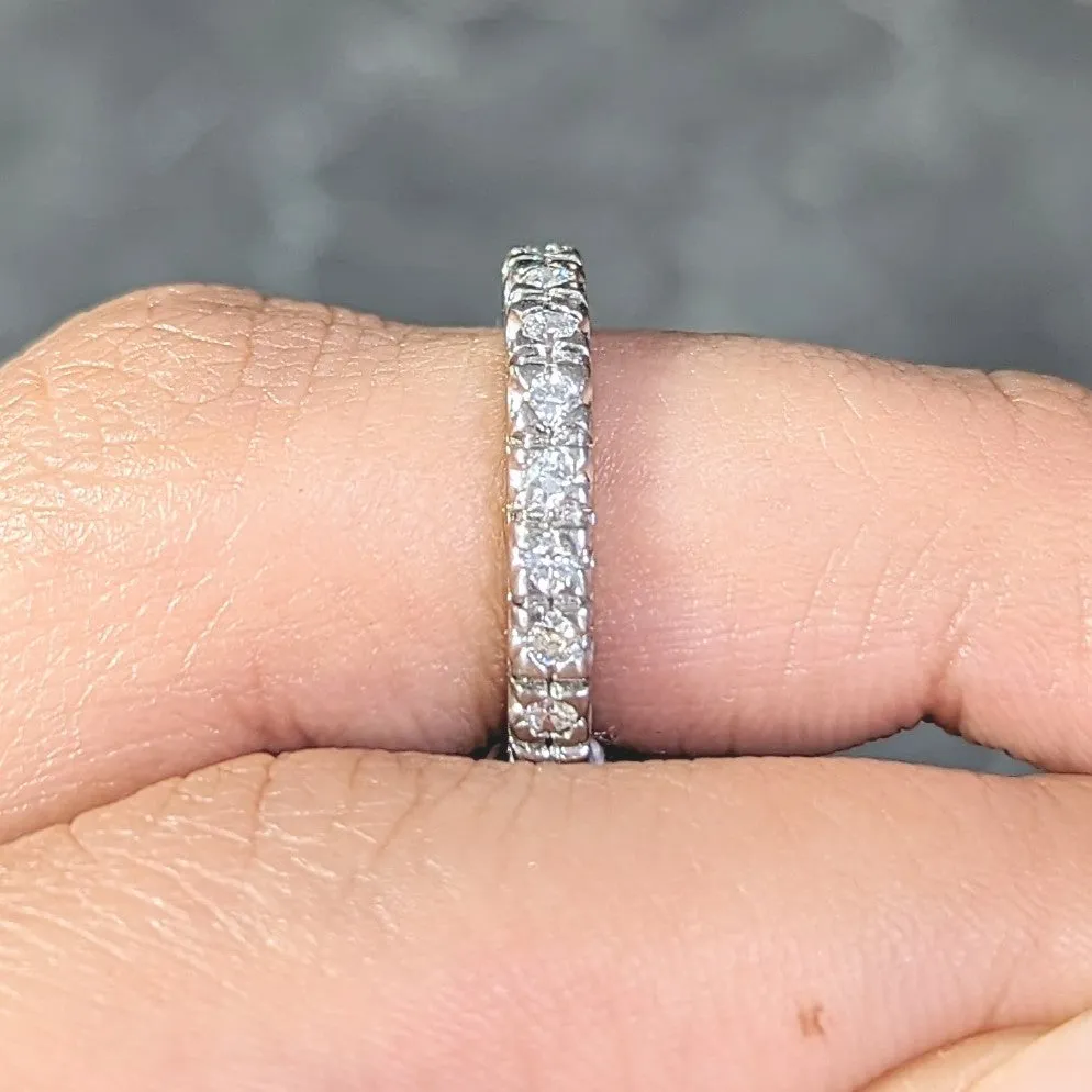 Mid-Century 0.66 CTW Diamond Platinum Vintage Fishtail Eternity Band Ring