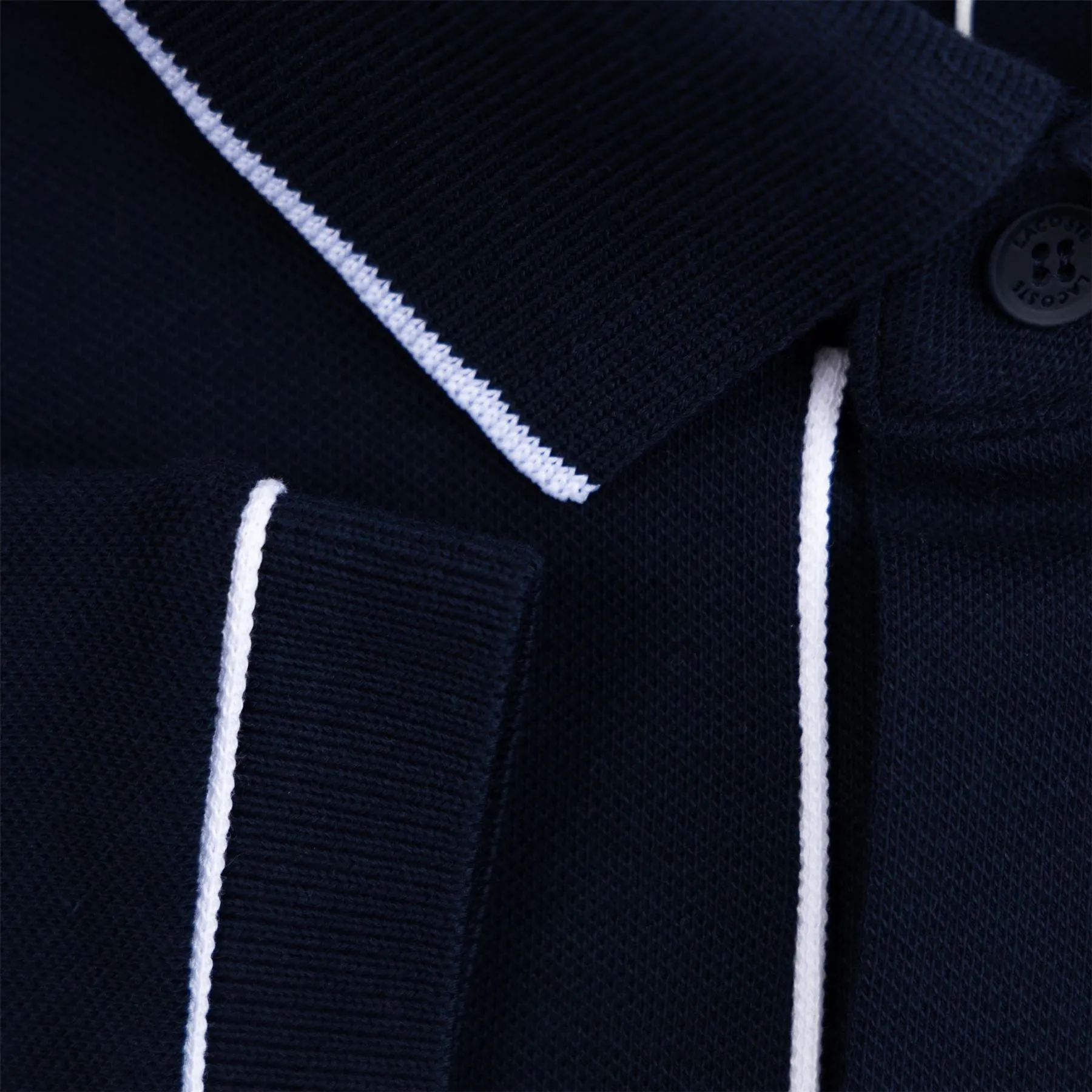 Midnight Blue Stretch Cotton Polo with Contrast Trim - SS24