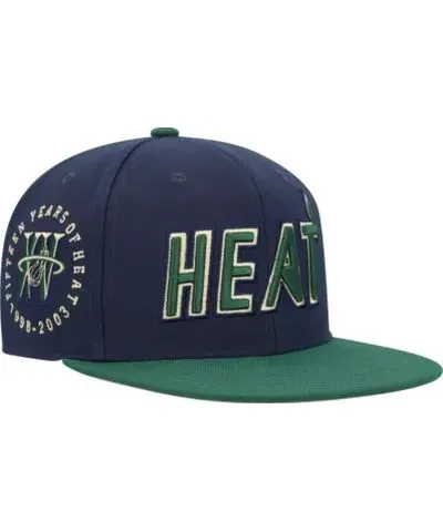 Mitchell & Ness Men's NBA Navy/Green Miami Heat 15th Anniversary Hardwood Classics Grassland Fitted Hat