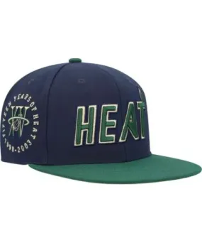 Mitchell & Ness Men's NBA Navy/Green Miami Heat 15th Anniversary Hardwood Classics Grassland Fitted Hat