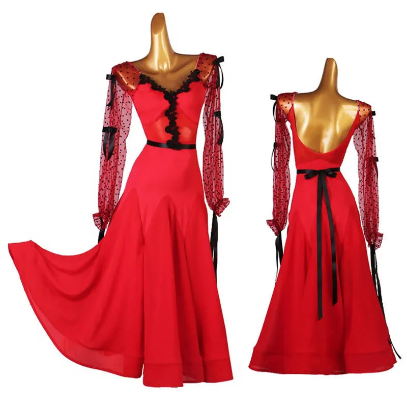 Mystic Lace Dancewear Ballroom Dress Red Black 309