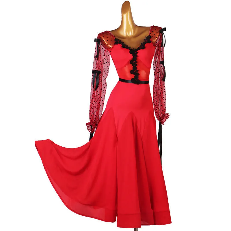 Mystic Lace Dancewear Ballroom Dress Red Black 309