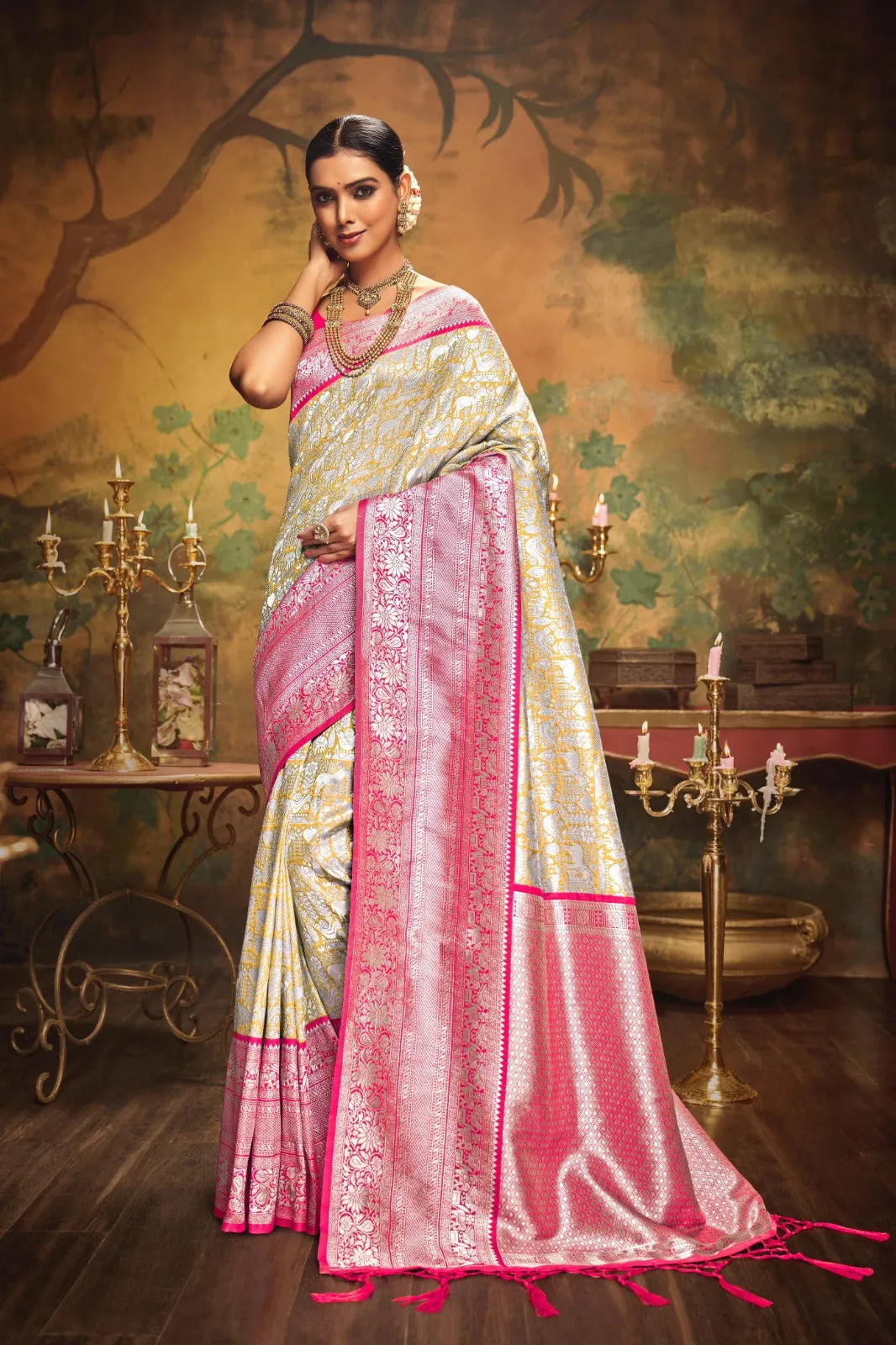 Mythili - New Banarasi Soft Silk Saree for Women - SATYA001BS