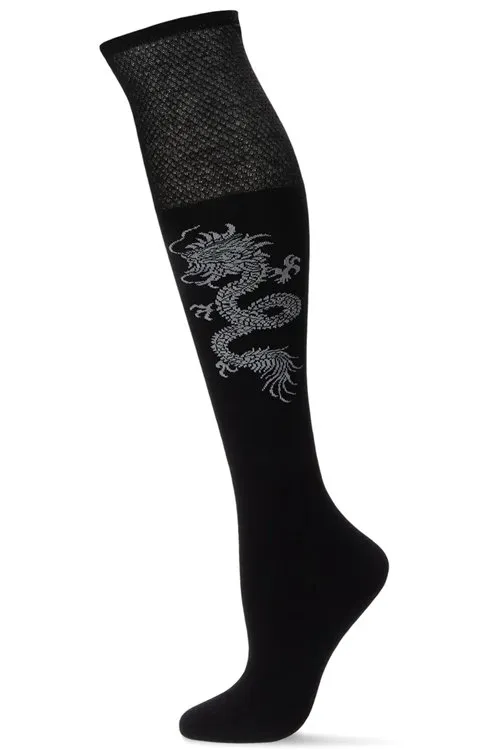 Natori Textured Cuff Dragon Over The Knee Socks