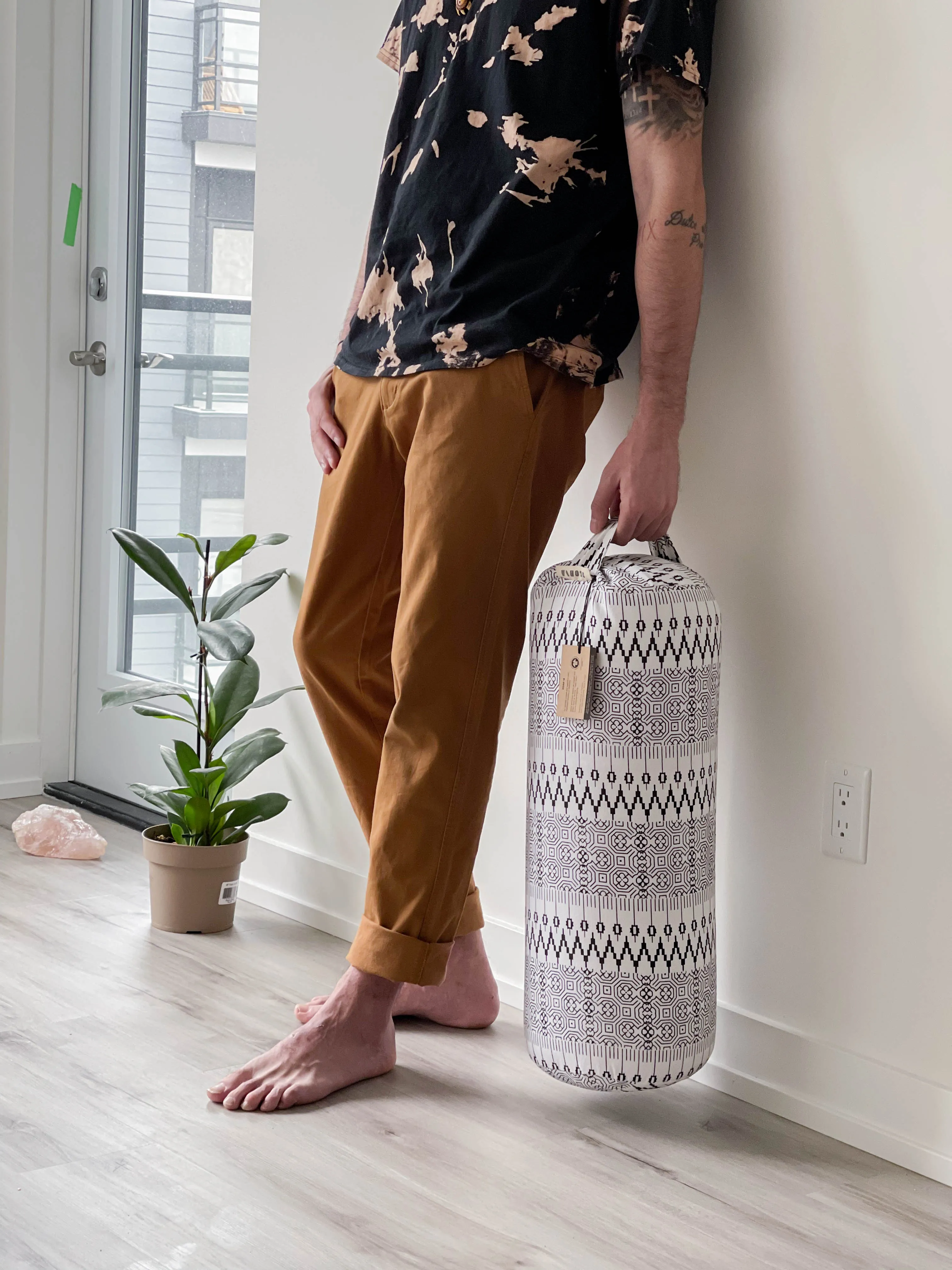 Natural & Organic Yoga Bolster | Black & White Print