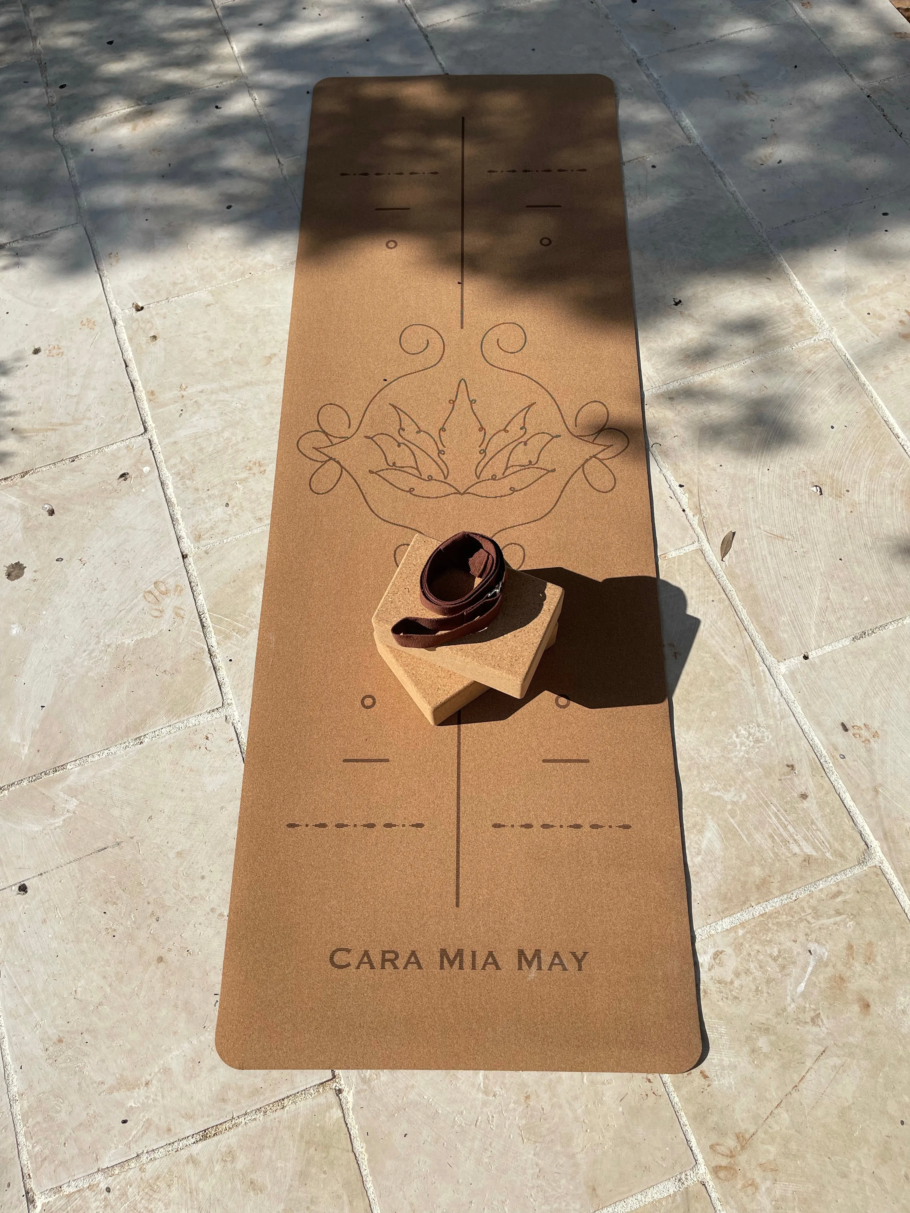 Natural Cork Yoga Mat with Agave Design