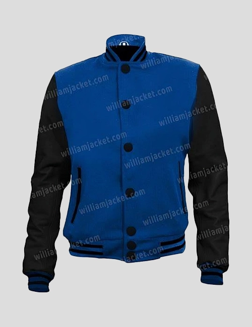 Navy Blue and Black Varsity Jacket - William Jacket