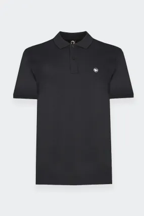 Navy blue stretch cotton polo shirt