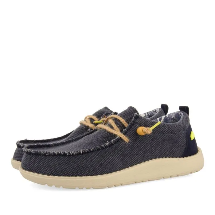 NAVY BLUE WALLABEES STYLE CANVAS AND JUTE LOAFERS FOR MEN VERNONIA