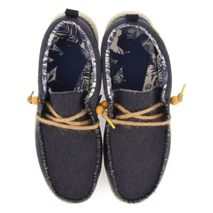 NAVY BLUE WALLABEES STYLE CANVAS AND JUTE LOAFERS FOR MEN VERNONIA