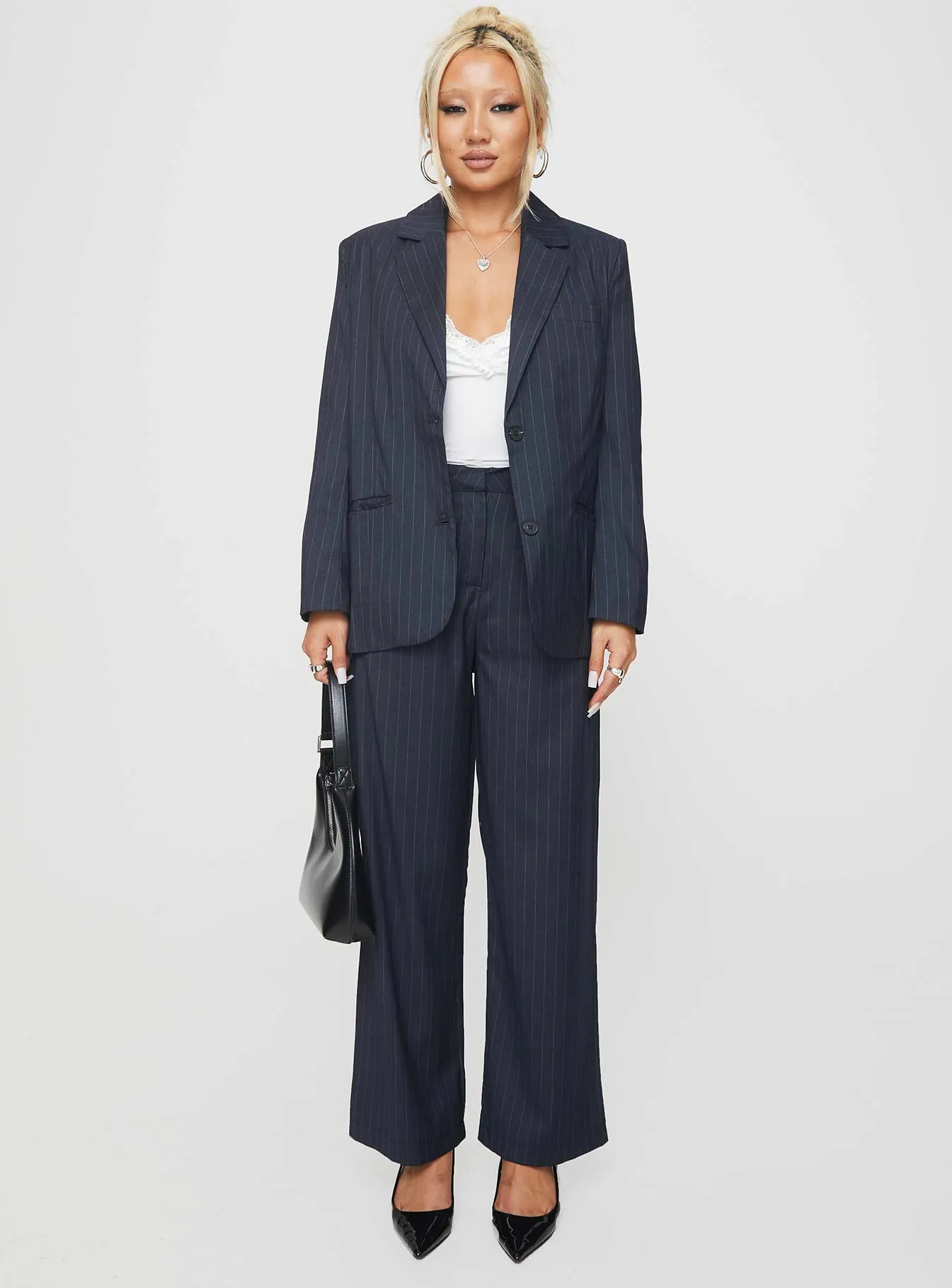 Navy Pinstripe Leaben Blazer