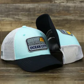 New Jersey Ocean City Sunset Mesh Back Trucker Hat | Black And Grey Mesh Hat