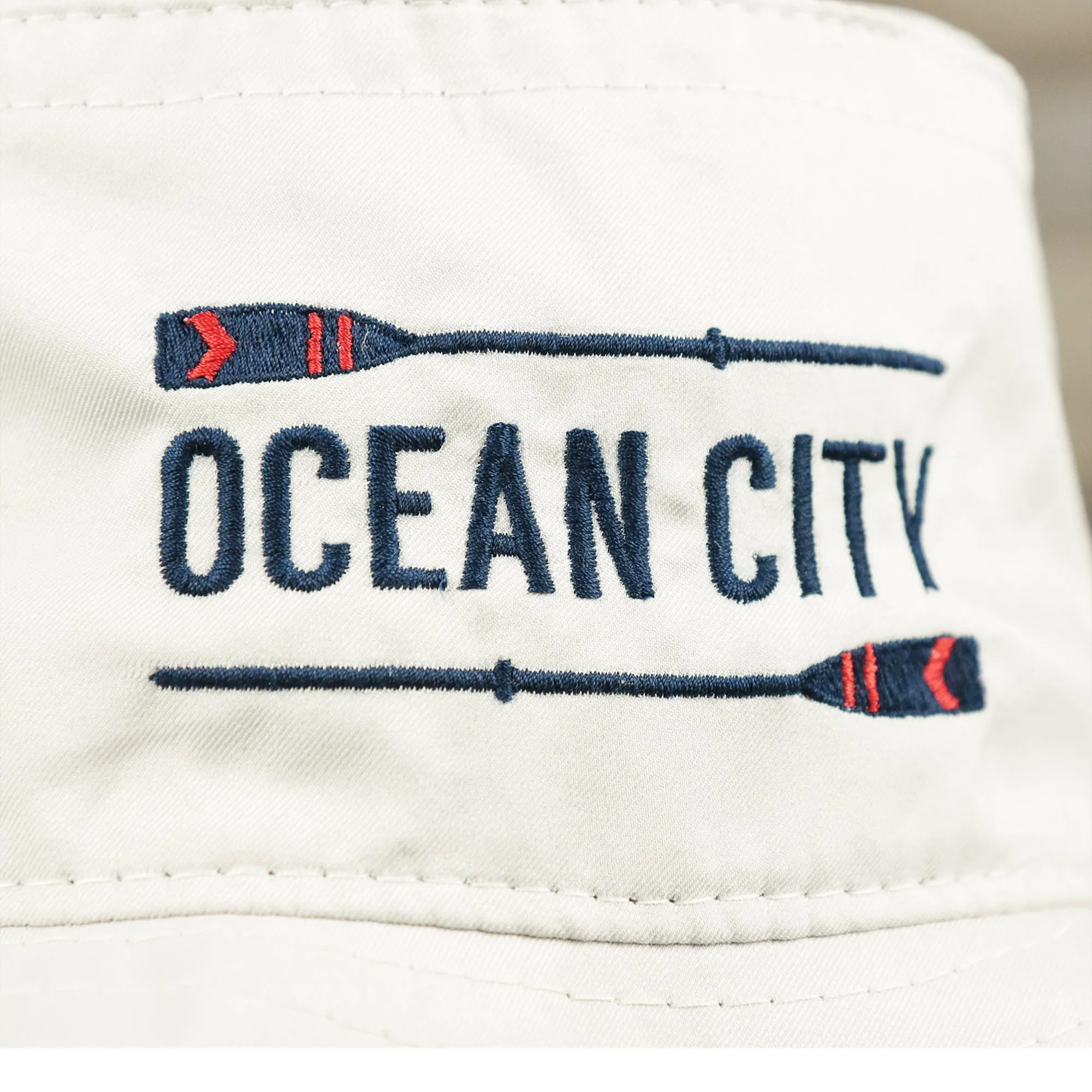 Ocean City Logo Bucket Hat | Stone Bucket Hat with Parallel Oars | New Jersey