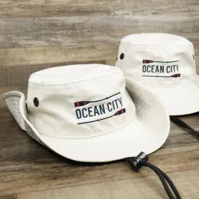 Ocean City Logo Bucket Hat | Stone Bucket Hat with Parallel Oars | New Jersey