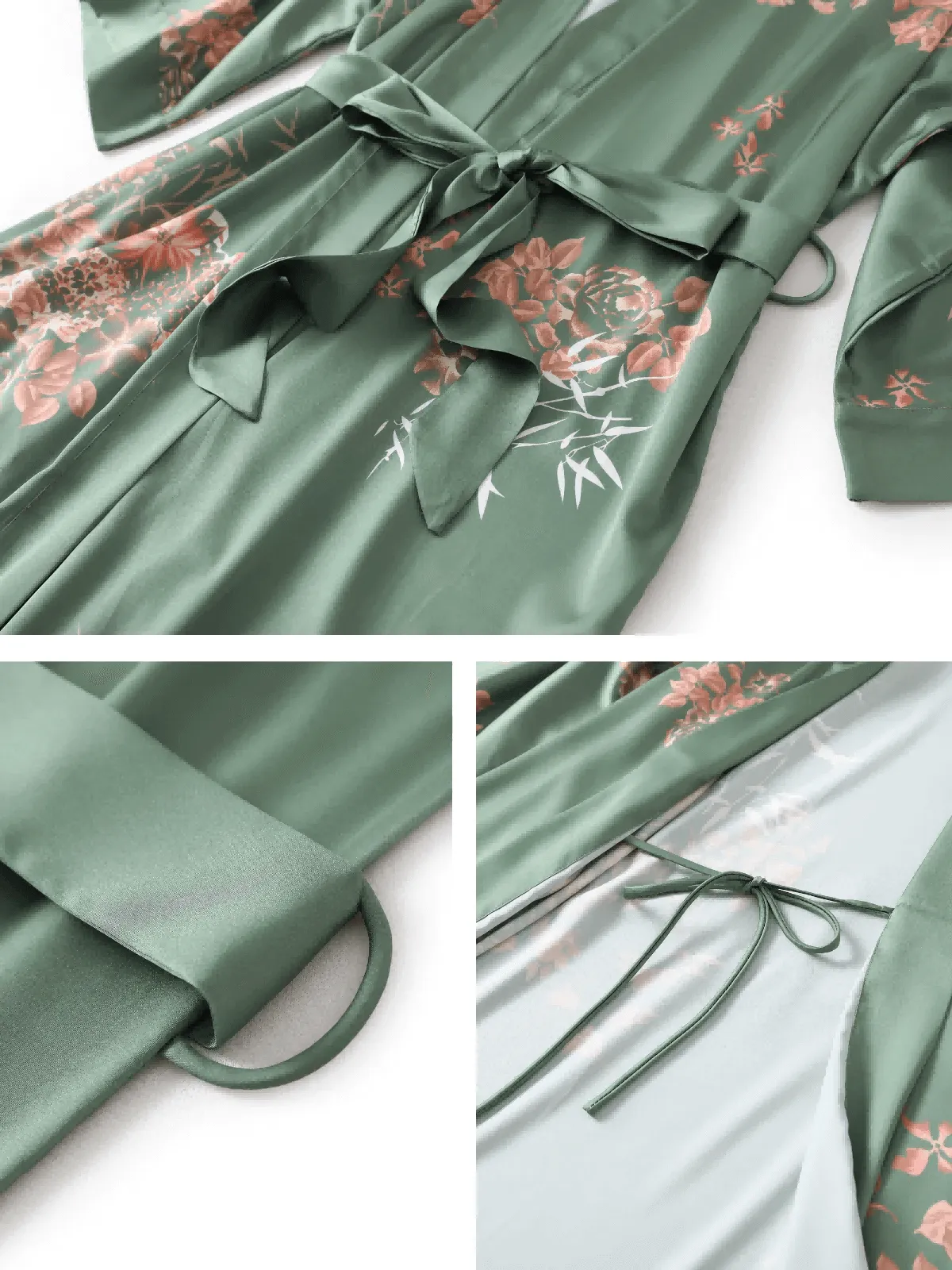 Olive Kimono Robe - Short Length