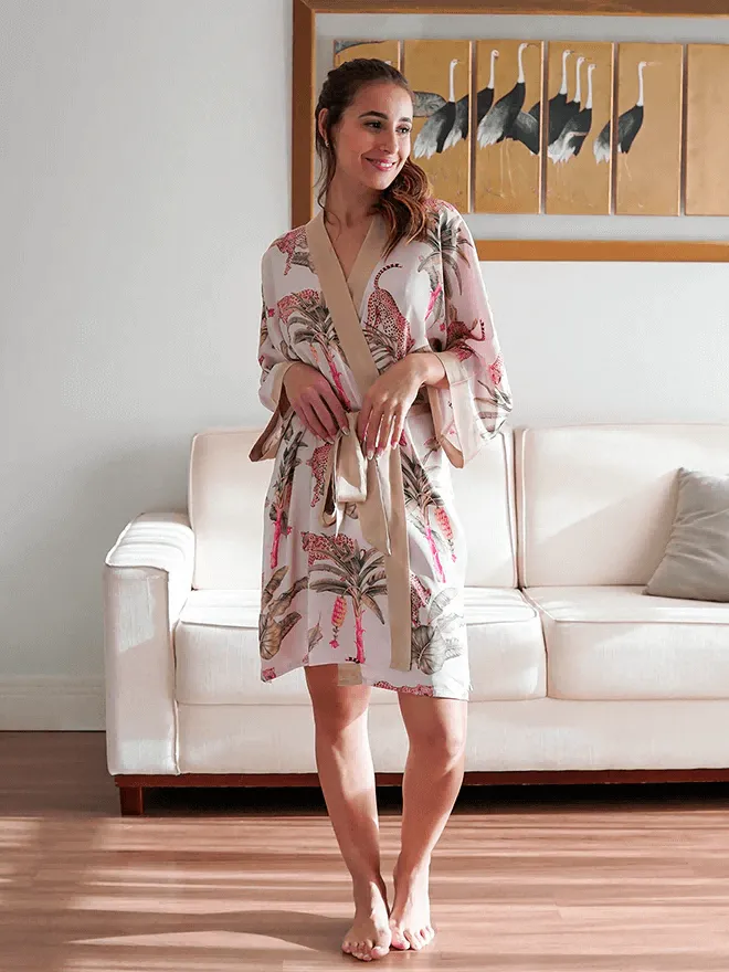 Olive Leopard Kimono Robe