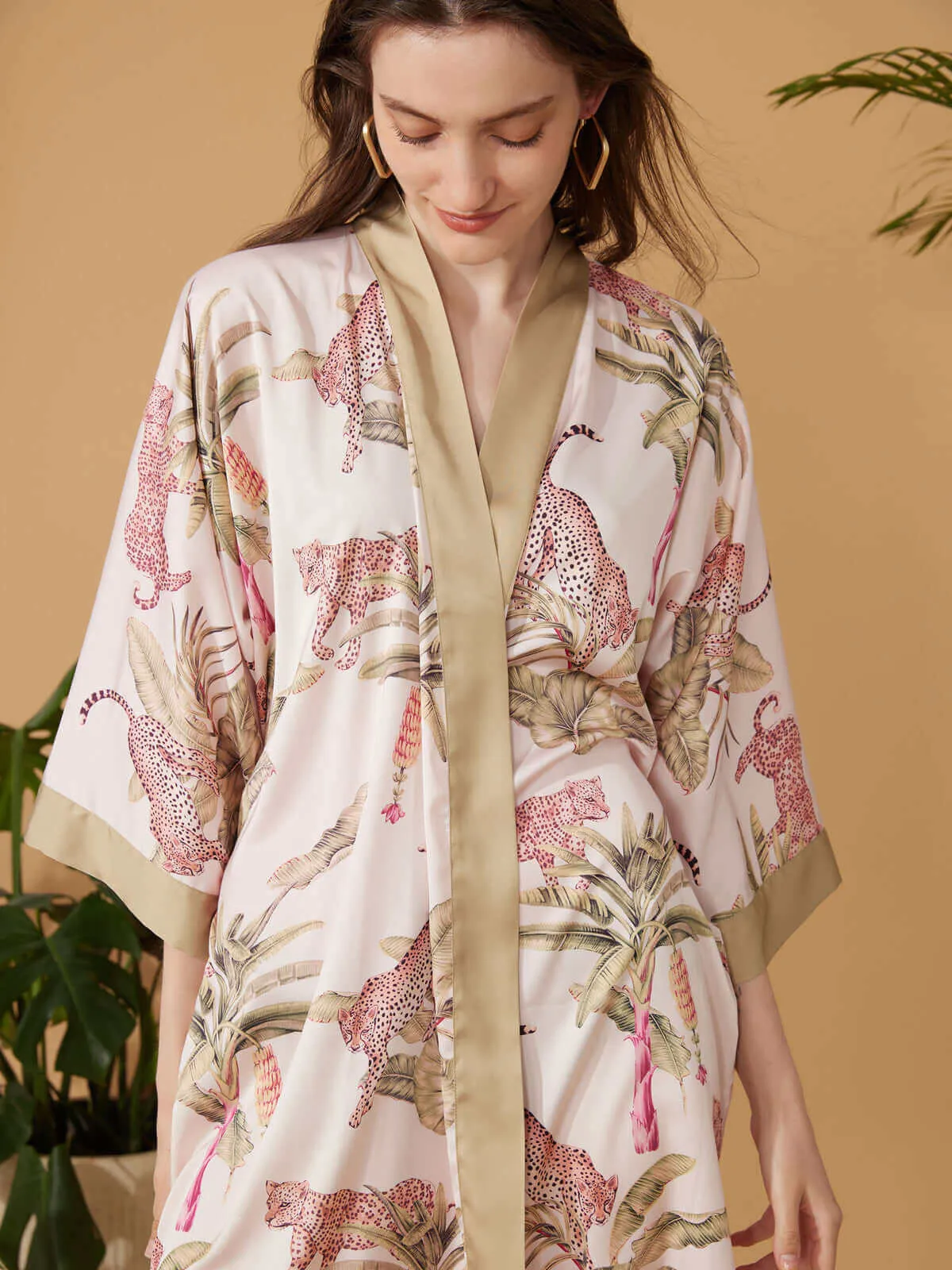 Olive Leopard Kimono Robe