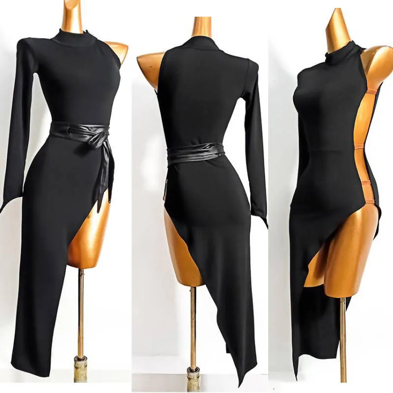 One-Shoulder Black Latin Dancewear | Product Code 637