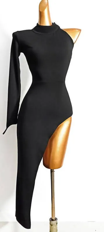 One-Shoulder Black Latin Dancewear | Product Code 637